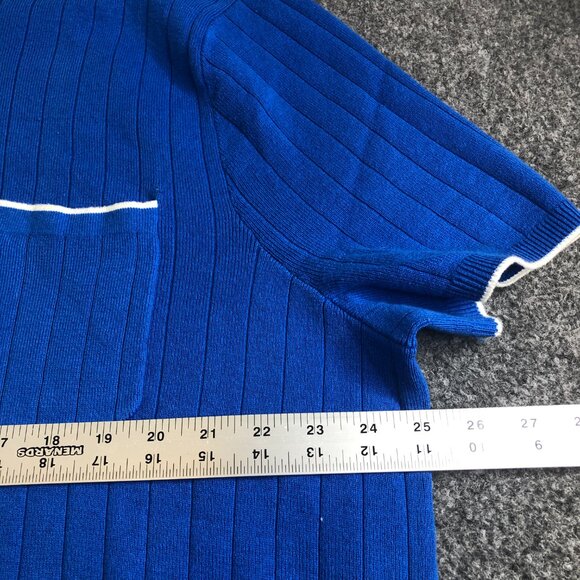 Express Shirt Mens XXL Blue Knit Modern Prep Sweater Polo 100% Cotton Workwear - Picture 5 of 8